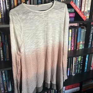 Easel Cream and Brown Gradient Long Sleeve Top